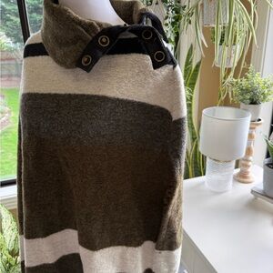 Tabitha Striped Cape in Olive and Cream